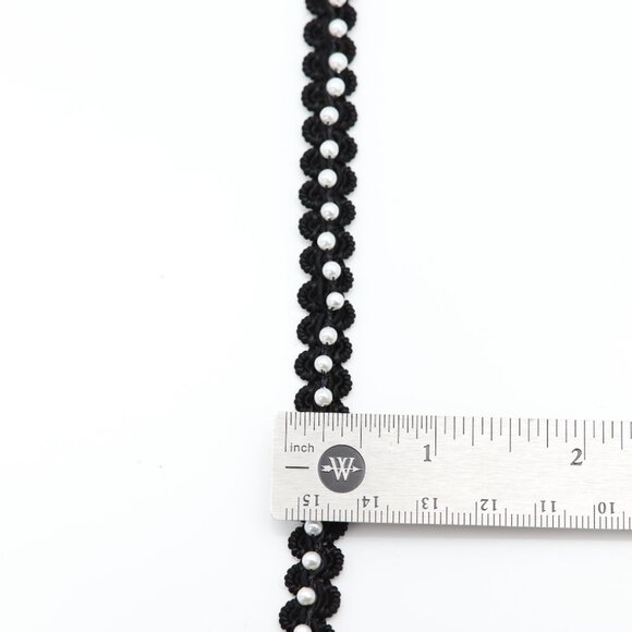 Pearl Black Choker Pearls fancy lace Chokers adjustable (#9) - Picture 3 of 11